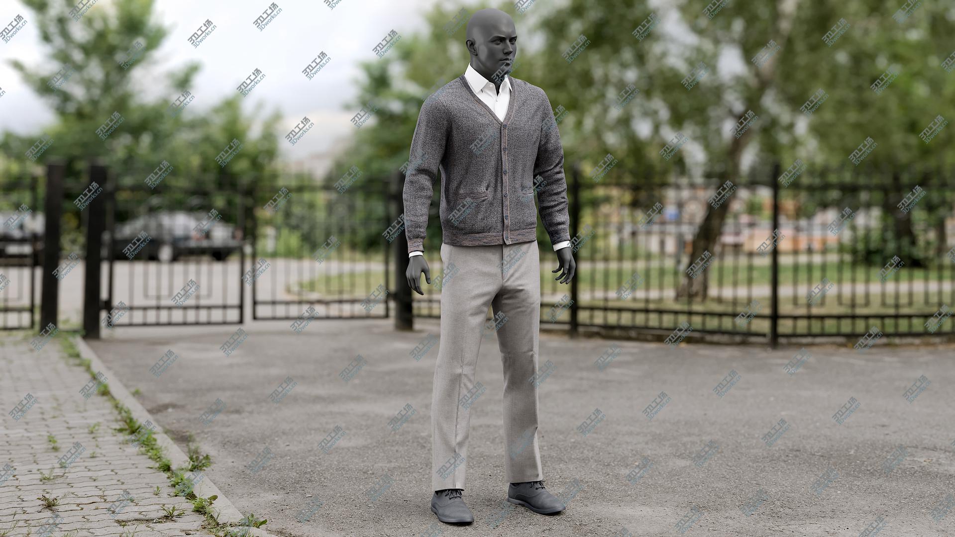images/goods_img/202105073/Men's Pants with Waistcoat, Shirt and shoes 3 3D model/2.jpg